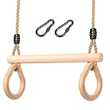 Trapez Schaukel, Trapez Stange Outdoor mit Turnringen Multifunktions Schaukel Kinder mit Verstellbarem Hanfseil Kinderschaukel Turngeräte für Kinder Indoor Outdoor