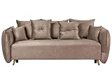 2-Sitzer Sofa mit Schlaffunktion Stauraum Samt braun Schlafsofa Vallanes