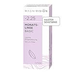 MAGNIVISION Monatslinse Basic weiche Kontaktlinsen für -1,25 Dioptrien | 1 Stück | BC 8.6 | DIA 14.2 | Kontaktlinse mit Hydrogel und UV-Filter für empfindliche Augen | ohne Konservierungsstoffe