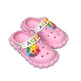 GOODEX Kinder Clogs Mädchen Kinderclogs Gartenschuhe Strandschuhe Sommerschuhe Pantoletten Pantoffeln Gartensandalen Rosa 31-32