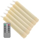 COLLBATH Flammenlose LED Kerzen aus Kunststoff Batteriebetrieben Beige 6 Stück mit Fernbedienung Sichere Rauchfreie Dekoleuchten für Geburtstage und Hochzeiten