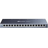 TP-Link TL-SG116 16-Ports Gigabit Netzwerk Switch (32 Gbit/S Switching-Kapazität, geschirmte RJ-45 Ports, Metallgehäuse, IGMP-snooping, Unmanaged, Plug-und-Play, lüfterlos) blau metallic