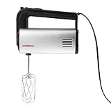 GASTROBACK 40983 Design Handmixer Pro, 5 Geschwindigkeiten und Turbo-Funktion, Dural-Aluminium gebürstetes Gehäuse, 500 Watt, silber, schwarz