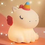 AmmToo Nachtlicht Kinder, Unicorn Nachtlicht Baby Stilllicht, Nachttischlampe Kinder, Einhorn Geschenke FüR Mädchen, Babyzimmer Kawaii Deko,Baby Geschenk Mädchen 3-16 Jahre