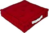 Alphadeco Sitzkissen Uni aus Baumwolle (170g/m2) - 45x45x10cm - Bodenkissen, Stuhlkissen, Sitzerhöhung (Rot/Salsa/Bordeaux)