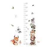 Messlatte Kinder Wandtattoo Kinderzimmer Tier Wandaufkleber, Kinder Messlatte Kindermesslatte Cartoon Wald Wandaufkleber Kinderzimmer Kinder Höhe Diagramm, Wanddeko für Kind und Babyzimmer (150cm)
