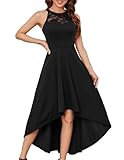 Bbonlinedress Schwarzes Kleid Damen Abendkleider elegant für Hochzeit Sommerkleid Neckholder festliches Cocktailkleid Abschlusskleid lang-1Black S