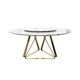 YCCHAH Esstisch, nordischer Marmor-Esstisch, modern, schlicht, Diskussionstisch, rund, mit Drehteller, Esstisch, Wohnzimmertisch (S: 120 x 75 cm)