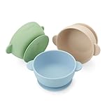 PandaEar 3 Pack Silikon Baby Schüsseln mit Saugnapf| Kinderschüssel Baby Breischale Silikonschüsseln| Lebensmittelqualitt Weiches BPA-freies Silikon (Blau Braun Gewachsen)