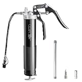 CCLIFE Einhand Fettpresse 6000 PSI Pistolengriff Schmierung Hebelfettpresse für 400g Kartusche 12' Flexschlauch und Metall Verlängerung