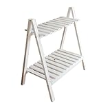 Pflanzenständer aus Holz | 2-stöckiger Pflanzenständer für den Innenbereich, rustikaler Holzständer mit Regalen, Outdoor-Ständer