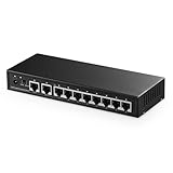 Binardat 10 Port Gigabit Ethernet Switch, 8 Ports 100/1000Mbps, 2 Gigabit Uplink, Unterstützung Vlan, Metallgehäuse Unmanaged Plug and Play