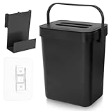 Yesaler Komposteimer für die Küche Kleiner Biomülleimer Küche Hängend Mülleimer 3L Abfalleimer mit Deckel für Zuhause Schwarz