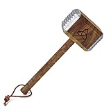 getDigital Mjölnir Fleischhammer - Thor Hammer als Fleischklopfer - Akazienholz mit doppelseitigen Aluminiumkappen und Runen Verzierung