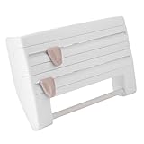 Wandrollenhalter, 3-Fach Schneidabroller, Papierrollenhalter Mit Scharfen Klingen Folienschneider Mit Abstellfläche Für Insgesamt Küche Badezimmer 15.3 x 3.94 x 9.45 Zoll (Weiß)