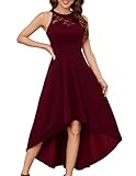 Bbonlinedress Abendkleider elegant für Hochzeit Ballkleid lang Damen Sommerkleid Neckholder High Low festliches Cocktailkleid Brautkleid-1Burgundy L