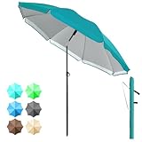 4smile Sonnenschirm Strand 180 cm in Türkis - Höhenverstellbarer Strandschirm SunnyJoy UPF 50+ für Sonnenschutz Strand, Strandschirm windfest stabil - Sonnenschirm mit Schutzhülle, Gartenschirm