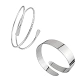 Hebterrka 2 Stück Oberarm Armreif Minimalistisch Gold Metall Spirale Manschette Armband für Frauen Unregelmäßige Welle Großer Statement Armreif Schmuck für Partys