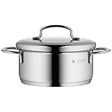 WMF Mini Kochtopf klein 14cm, kleiner Kochtopf, Metalldeckel, kleiner Topf, Bratentopf Induktion 0,9l, Cromargan Edelstahl poliert, stapelbar, für kleine Portionen, Singlehaushalte