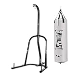 Everlast 45,4 kg Max Heavy Duty Pulverbeschichteter Stahl Schwerer Sackständer mit Elite 2 Nevatear 36,3 kg schwerem Boxsack mit doppeltem Aufhängegurt, Weiß