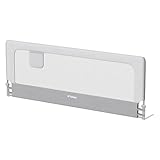 TULANO Cover 30, Bettgitter Kinderbett, Sicherheitsgitter Absenkfunktion, 18-Fach höhenverstellbar, Bettschutzgitter 200 cm, Rausfallschutz Boxspringbett, Für Matratzen 10–28 cm, Weiß-Grau