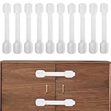 Coiejdoyy Kindersicherung Schrank, Verstellbare Schranksicherung Baby, Schubladensicherung mit Klebeetikett Kein Bohren 10 Stück Baby Sicherheitsschlösser für Schränke, Schutz Sicherung 190mm