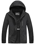 Jacke Herren mit Kapuze Softshelljacke Winddicht und Wasserdicht Windbreaker Outdoor Jacken Für Männer Schwarz L