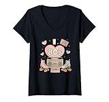 Damen 'I Love the 80's Vintage Memory Throwback'-Grafik T-Shirt mit V-Ausschnitt