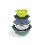 Rotho Caruba 4er-Set bestehend aus 3 Schüsseln und 1 Sieb, Kunststoff, Mehrfarbig, 30 cm