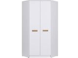 Marmex Grant G8 - Eckschrank 91 x 195 cm, Eckgarderobe mit Kleiderstange und Einlegeböden, geräumige Eckgarderobe für das Kinderzimmer, für das Jugendzimmer, Eckkleiderschrank (weiß + Riviera Eiche)