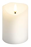 goobay LED Kerzen Echtwachskerze Weiß 7,5x10cm Mit Timerfunktion 3D-Docht Batteriebetrieben Warmweiß, Teelicht für Stilvolle Deko, Sicher Und Elegante Beleuchtung 77774