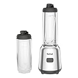 Tefal Mix und Move Mini-Standmixer, 300 Watt, 2 Flaschen To-Go in Premium Tritan, kompaktes Design, einfach zu reinigen, abnehmbare Klingen, Einknopfbedienung, Silber/Grau, BL15FD