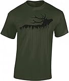 Jäger T-Shirt Männer - Waldhirsch - Geschenk für Jäger - Jagd Tshirt Herren - Jäger Kleidung Jagd Zubehör (Army L)