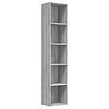 Susany Bücherregal Standregal Aktenregal Schranke Regal mit 5 Fächern Sideboard Kommode Anrichte Standschrank Bücherschrank Standregal Raumteiler 40 x 30 x 189 cm (B x T x H) Holzwerkstoff