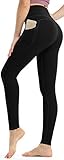 Persit Damen Sport Leggings, High Waist Yogahose Lang Sporthose Sportleggins Tights Schwarz，40-42（Tag L