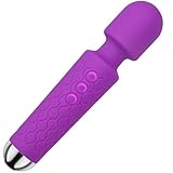 Vibration für Frauen Massagestab Massager Leises&Starkes,Elektrischer Handheld Kabelloses Handmassagegerät Stab-Massager aus Weiches Silikon, 20 Vibrationsmodi& 8 Geschwindigkeiten,Ganzkörper (Lila)