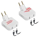 (2er-Pack) Flache USB-Steckdose mit 4000 W, für Orte ohne Platz (hinter TV, Bett), 2 USB zum Aufladen aller Geräte und 2 Steckdosen 220 V (2 Stück)