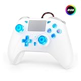RGB Wired Controller für PS5, Kompatibel mit PS5 Pro/Slim, PS4 & PC, Kabelgebundener Gamepad mit LED Lighting, Dual Vibration, 6-Axis Sensor, Touchpad, 3,5mm Audio & Turbo-Funktion