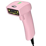 Symcode Handheld Barcode Scanner USB Wired 2D 1D QR Code for Computer POS Support Automatic Screen Scanning, for Mobile Payment, Store, Supermarket, Warehouse Pink