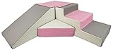4 Großbausteine Schaumstoffbausteine Spielbausteine Bauklötze Rutsche-Set (Farbe: weiß,rosa,grau)