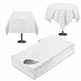 Servietto Einweg-Tischdecken für quadratischen oder runden Tisch, 101,6 x 101,6 cm, leinenähnliche weiße Papier-Tischdecken für Esstisch, Tischdecken-Overlay für Party, Hochzeit oder Veranstaltung,