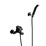 EJGMCNSGB Schwarze Badewannenarmatur mit Handbrause, Messing-Wannenarmatur, Einhebel-Wannenfüllarmatur, Wandarmatur mit Warm- und Kaltwasseranschluss