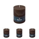 Spaas Rustik-Stumpenkerze, 100/130 mm, 95h, dunkelbraun (Packung mit 4)