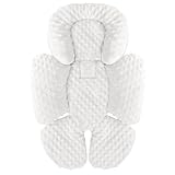 Baby Autositz-Kissen, Kopf- und Körperstütze für Neugeboreneneinsatz, 2-in-1 reversibles Babysitz-Kissen, weiche Kinderwagen-Einlage für Autositze, Babywippen, Kinderwagen und Schaukeln (Weiß)