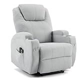 LEADZM Fernsehsessel Relaxsessel Ruhesessel mit 2 Porte gobelets Verstellbarer Beinablage und Liege-Funktion Liegesessel bis 160kg Einzelsofa, Hellgrau