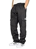 Elegancity Herren Cargohose Lang Baumwolle Jogginghose Casual Loose Fit Sweatpants Mit Tasche Männer Sweathosen Dunkelgrau, L