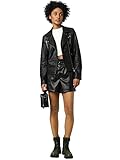 ONLY Damen onlGEMMA Faux Leather Biker OTW NOOS Jacke, Schwarz Black, Small (Herstellergröße: 36)