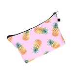 HAMPPLIES Digital Printed Pineapple Kosmetiktasche Tragbarer Make Up Organizer für Damen Große Kapazität für Reisen Outdoor Aktivitäten und Badezimmerorganisation