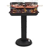 Holzkohlegrill edelstahl,Säulengrill,BBQ-Grill,inkl 5-fach höhenverstellbarem Grillrost, Lüftungsregler,Aschekasten und Aschekasten, für Camping, Garten, Schwarz