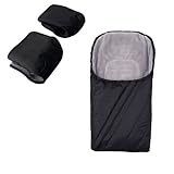 Baby Fußsack für Babyschale & Kinderwagen Babywanne Set mit Handwärmern – Winterfußsack, warmes Korallfleece, wasserabweisend, maschinenwaschbar, Farbe: Schwarz